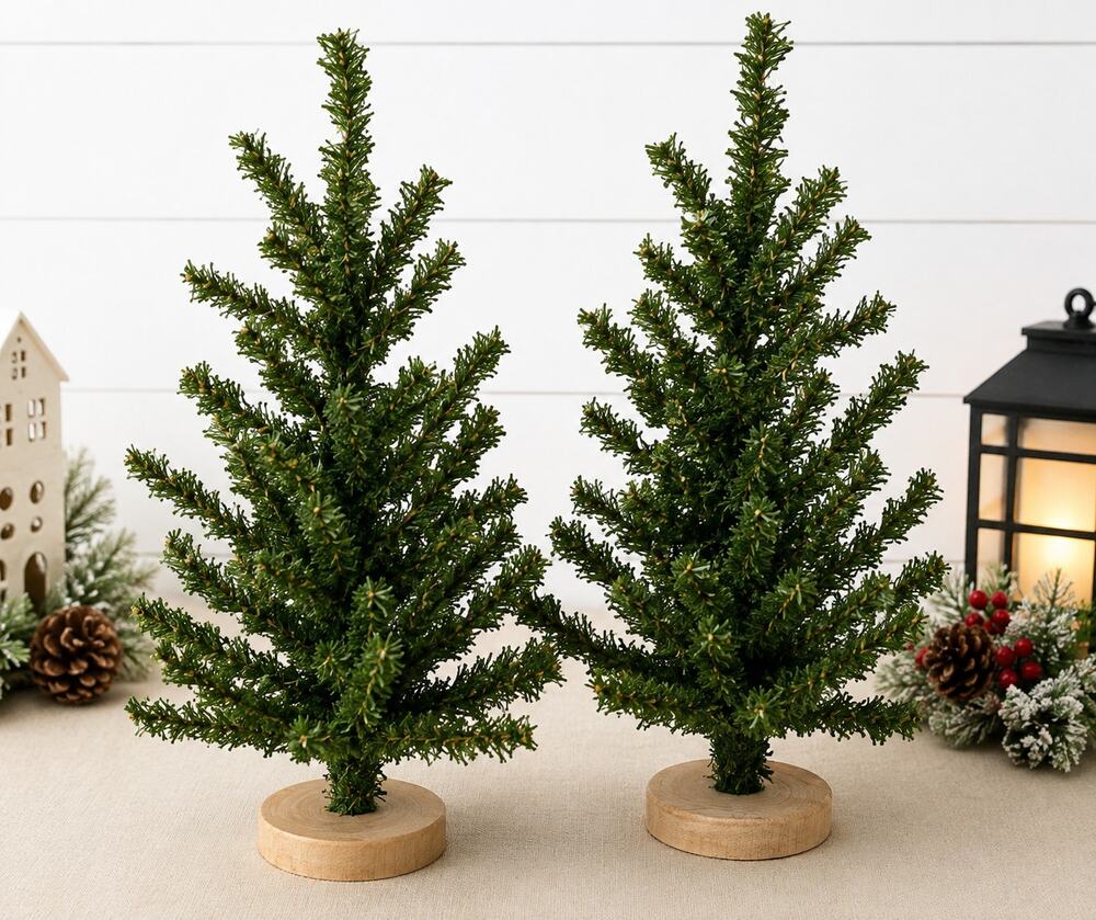 Dept 56 Village 10" Evergreen Trees Set of 2 Christmas Winter Diorama Decor